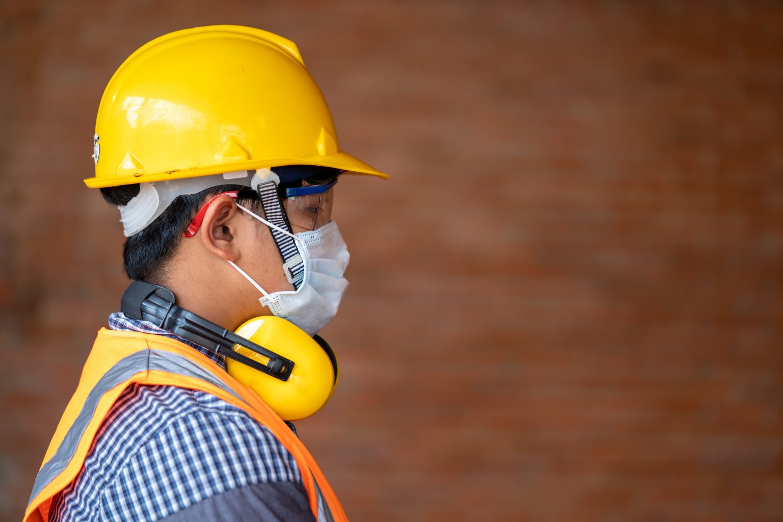 Engineer wear protective face masks safety for Coronavirus Disease 2019